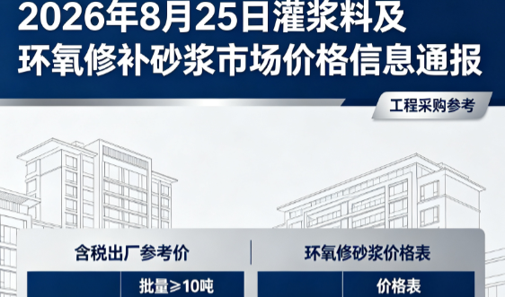 波莲镇2026年8月25日灌浆料及环氧修补砂浆市场价格信息通报